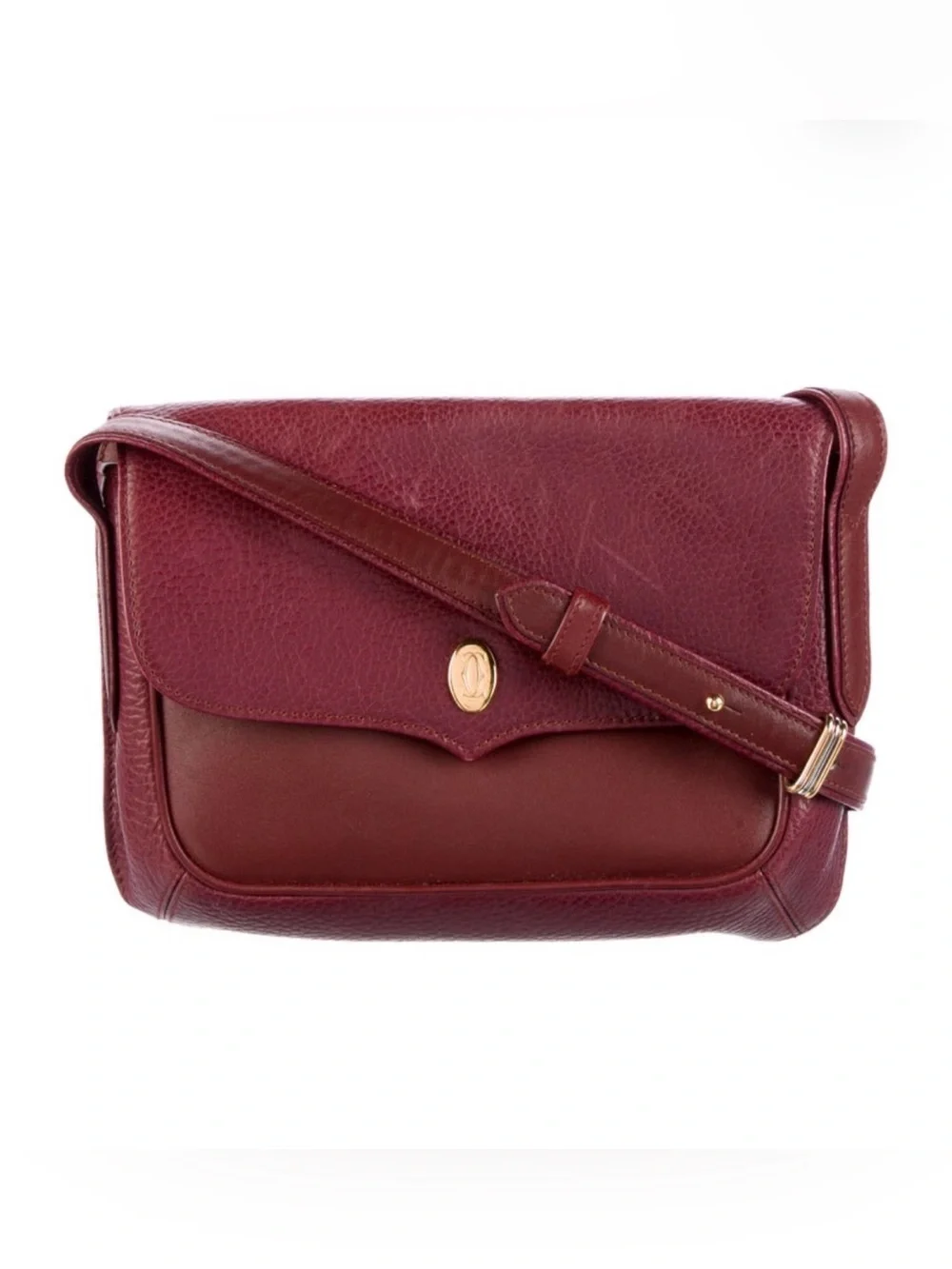 Cartier Vintage Bordeaux Burgundy Leather Crossbody Bag - Shoulder bag